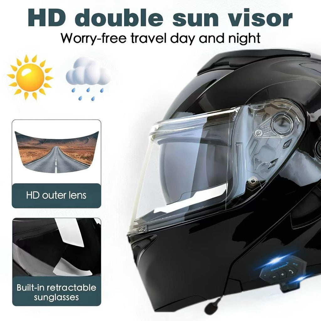 DOT Approved Flip Up Full Face Motorcycle Helmet with Dual Speakers and Microphone Q97885