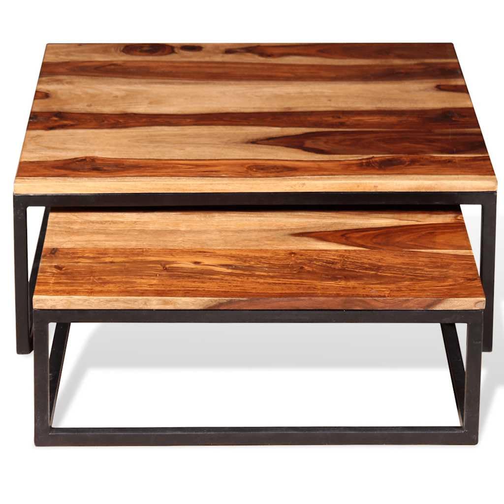 Solid Sheesham Wood Nesting Coffee Table Set W74064