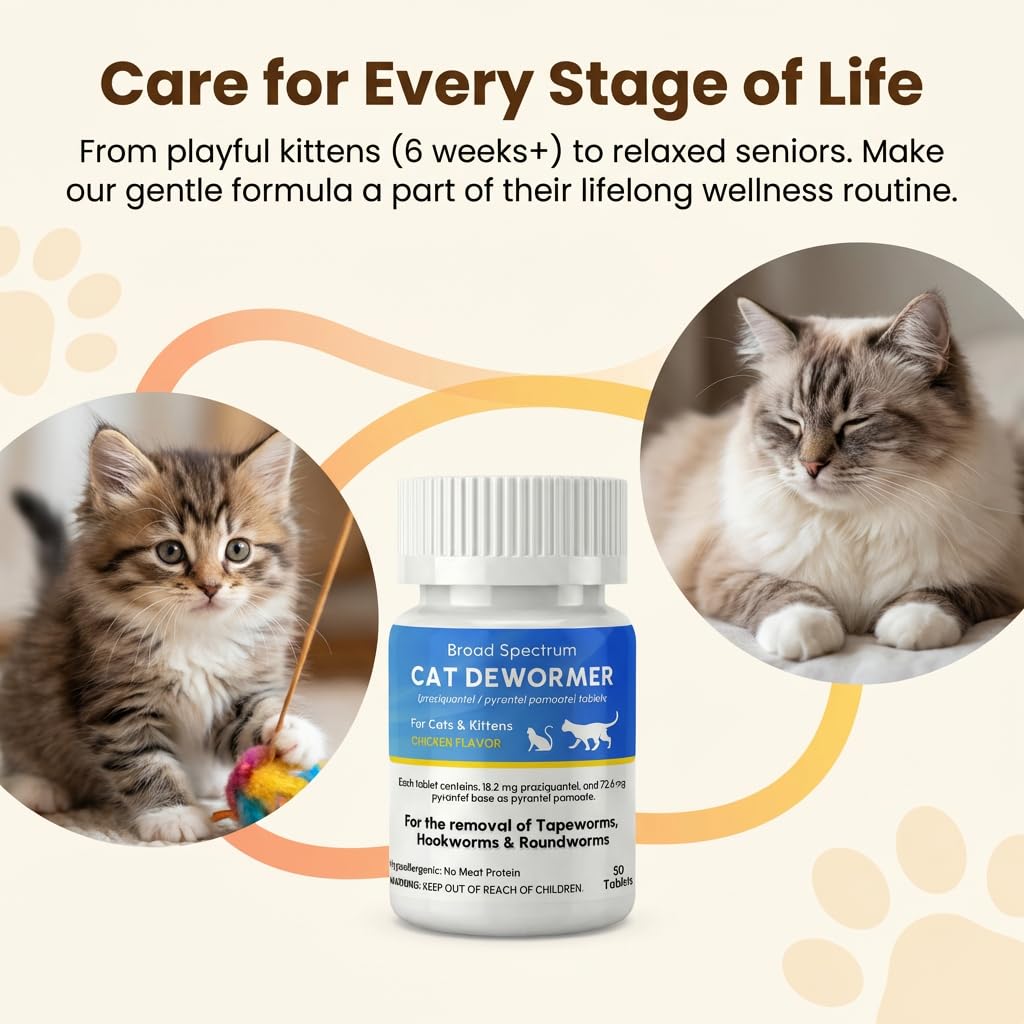 Broad Spectrum Cat Dewormer Tablet 50 Tablets F30624