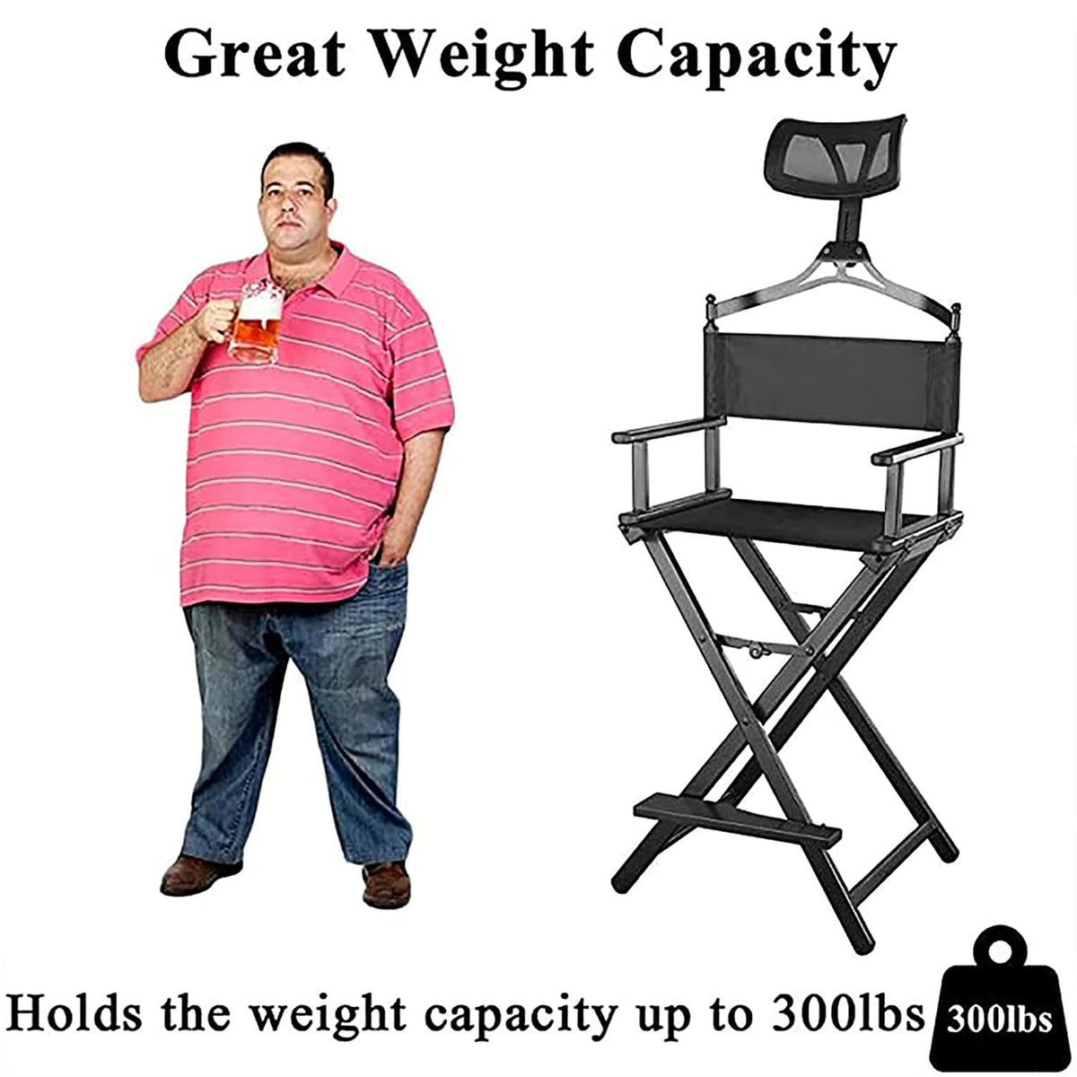 Portable Foldable Aluminum Director's Chair with Headrest N847829