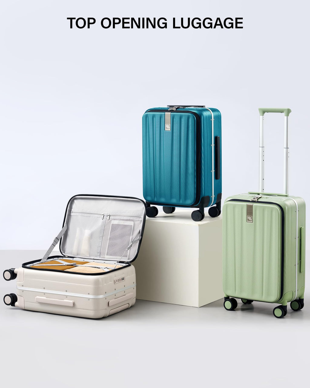 20 Inch Carry On Luggage with Wheels PC Hard Shell Suitcase N722343