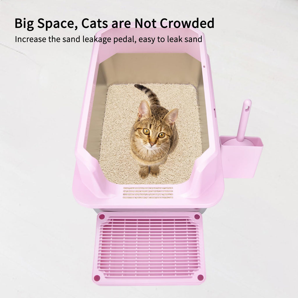 Open Cat Litter Box Stainless Steel High Walls with Scoop K305009