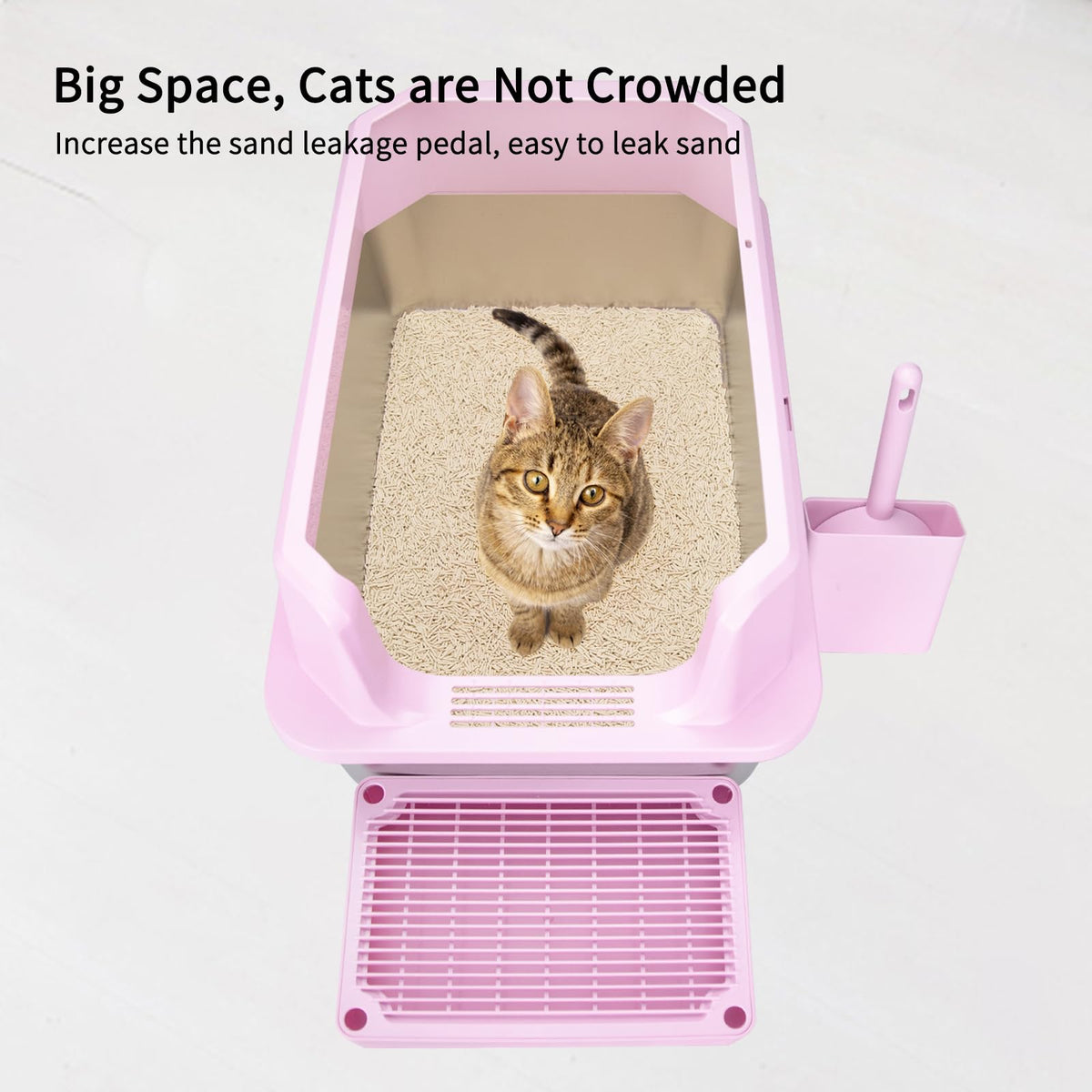 Open Cat Litter Box Stainless Steel High Walls with Scoop K305009