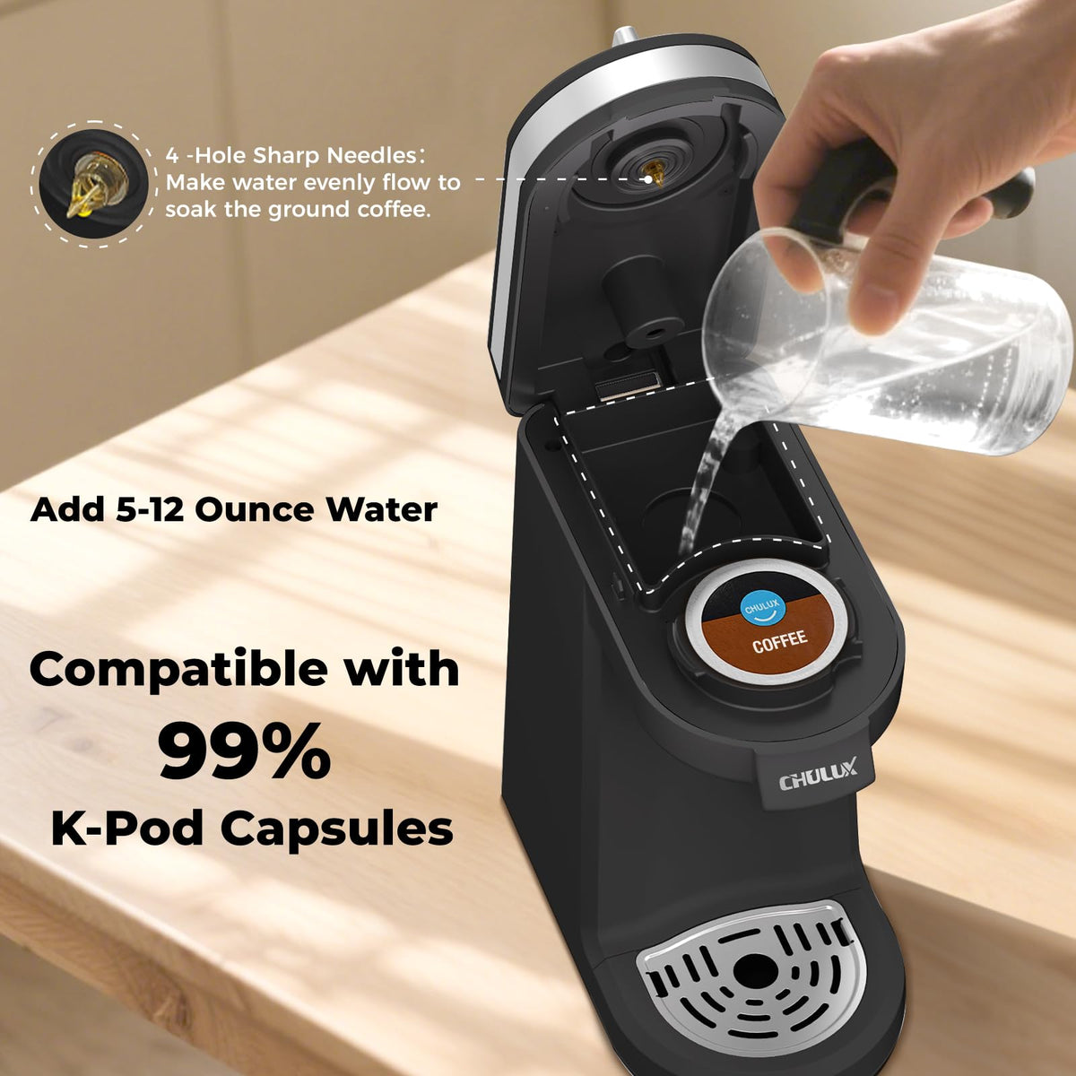 Black Mini Single Serve Coffee Maker H246