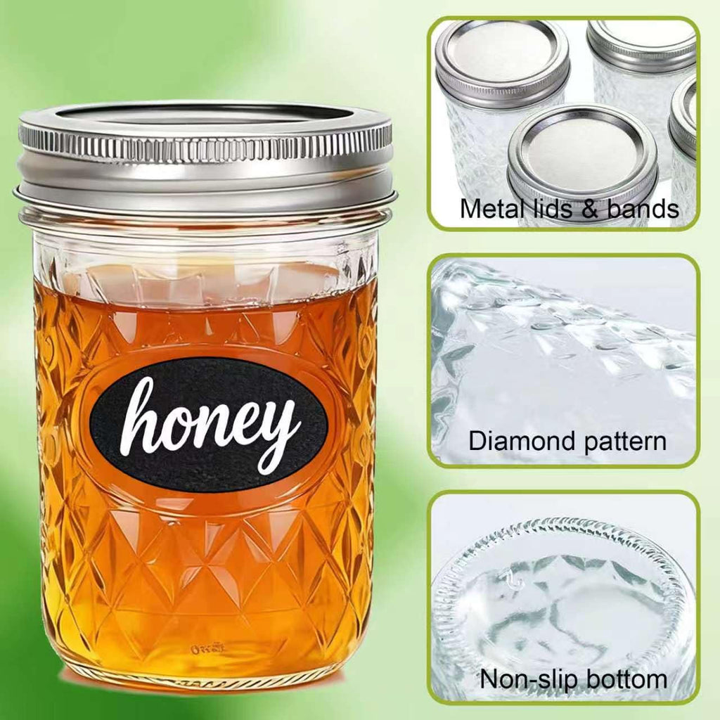 12 Pack Glass Mason Jars with Lids 16 oz & 8 oz H953
