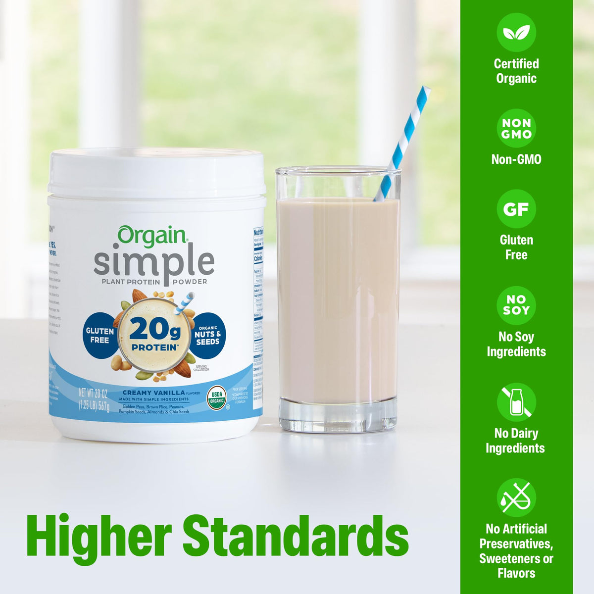 Organic Vegan Protein Powder, Vanilla, 1.25lb P876