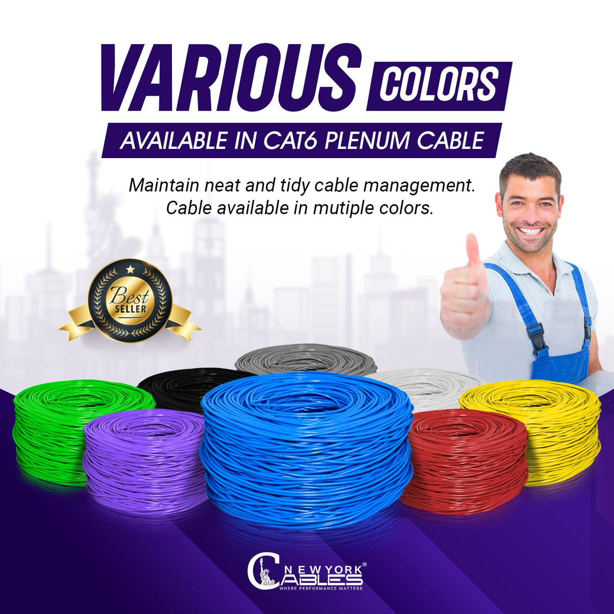 CAT6 Plenum Cable 1000ft 23AWG UTP 4Pairs 550MHz 10Gbps CMP Rated Blue D246