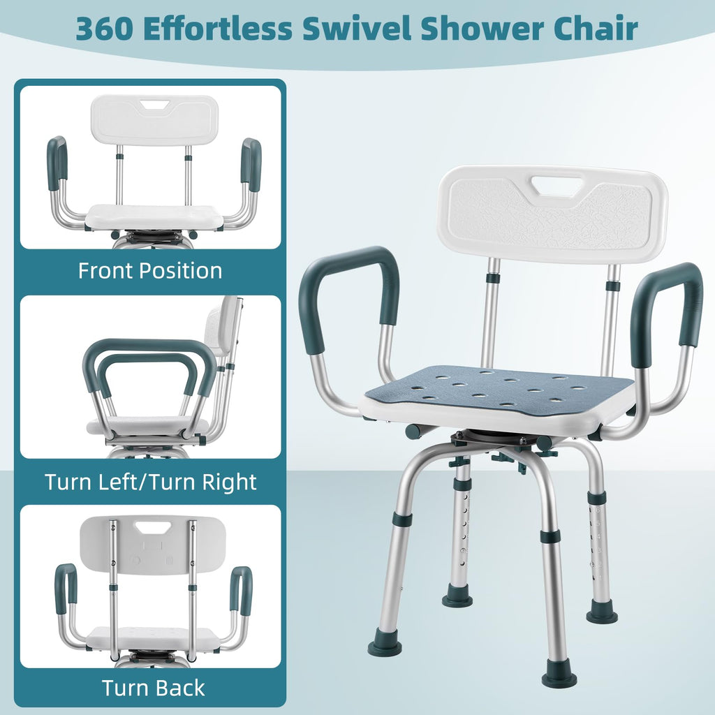Heavy Duty Swivel Shower Chair with Arms and Back B117