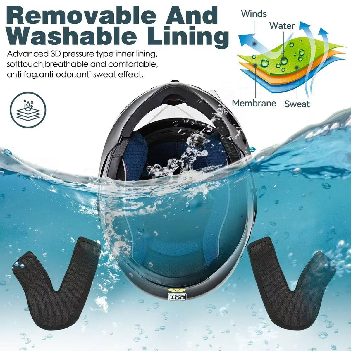 DOT Approved Flip Up Full Face Motorcycle Helmet with Dual Speakers and Microphone Q97885