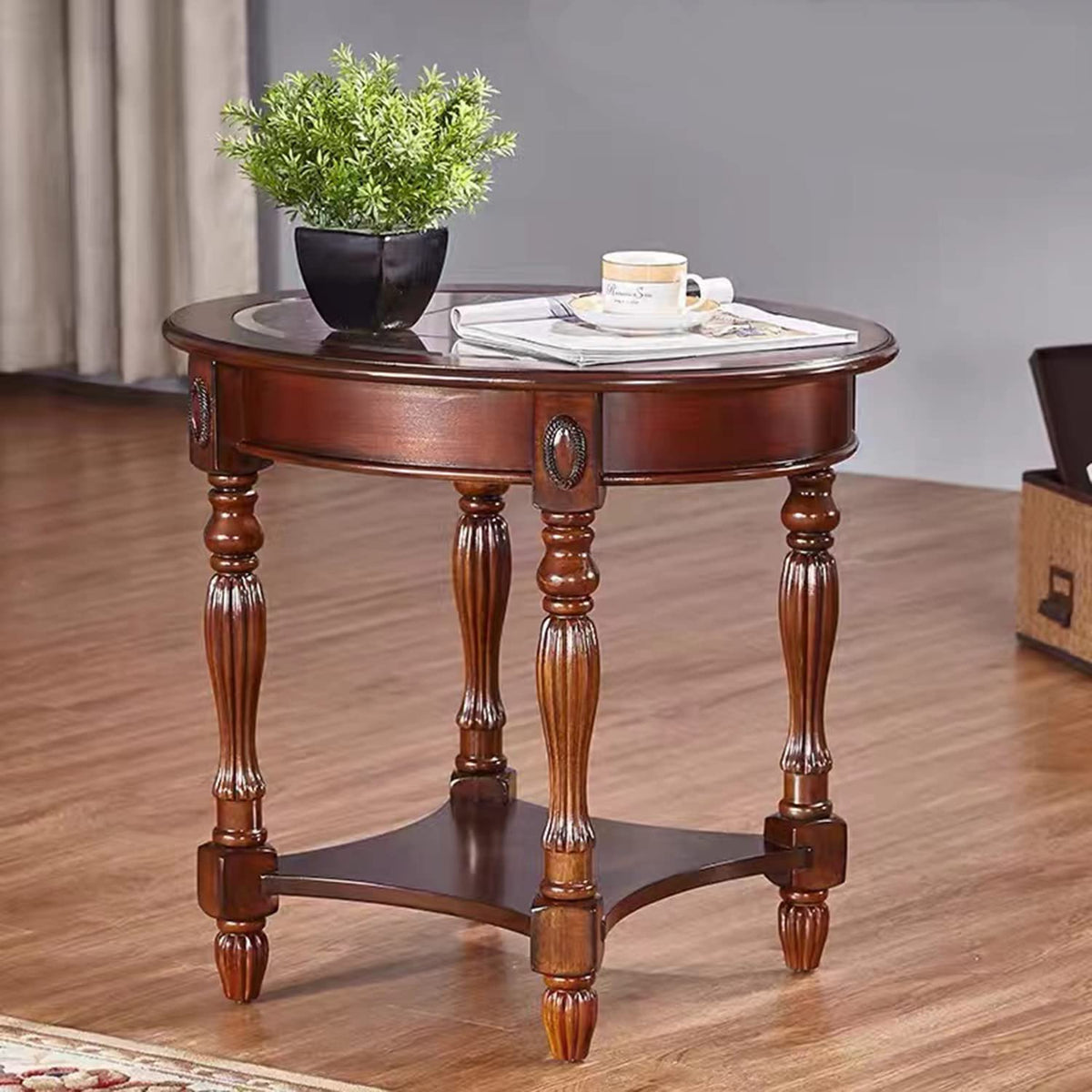 Solid Wood Oval End Table A264