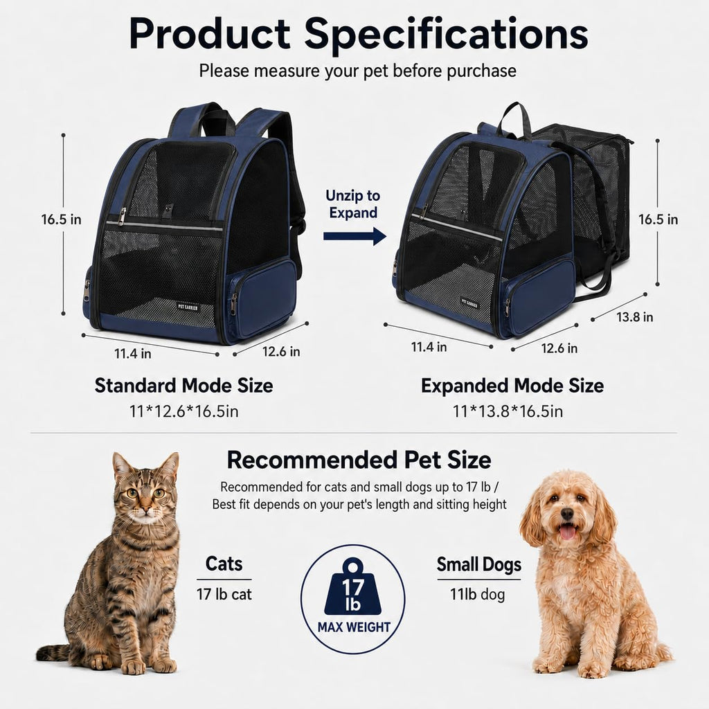 Blue Expandable Cat Carrier Backpack Q74188