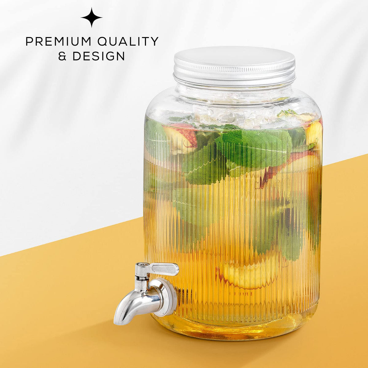 1 Gallon Glass Beverage Dispenser with Stainless Steel Spigot X532