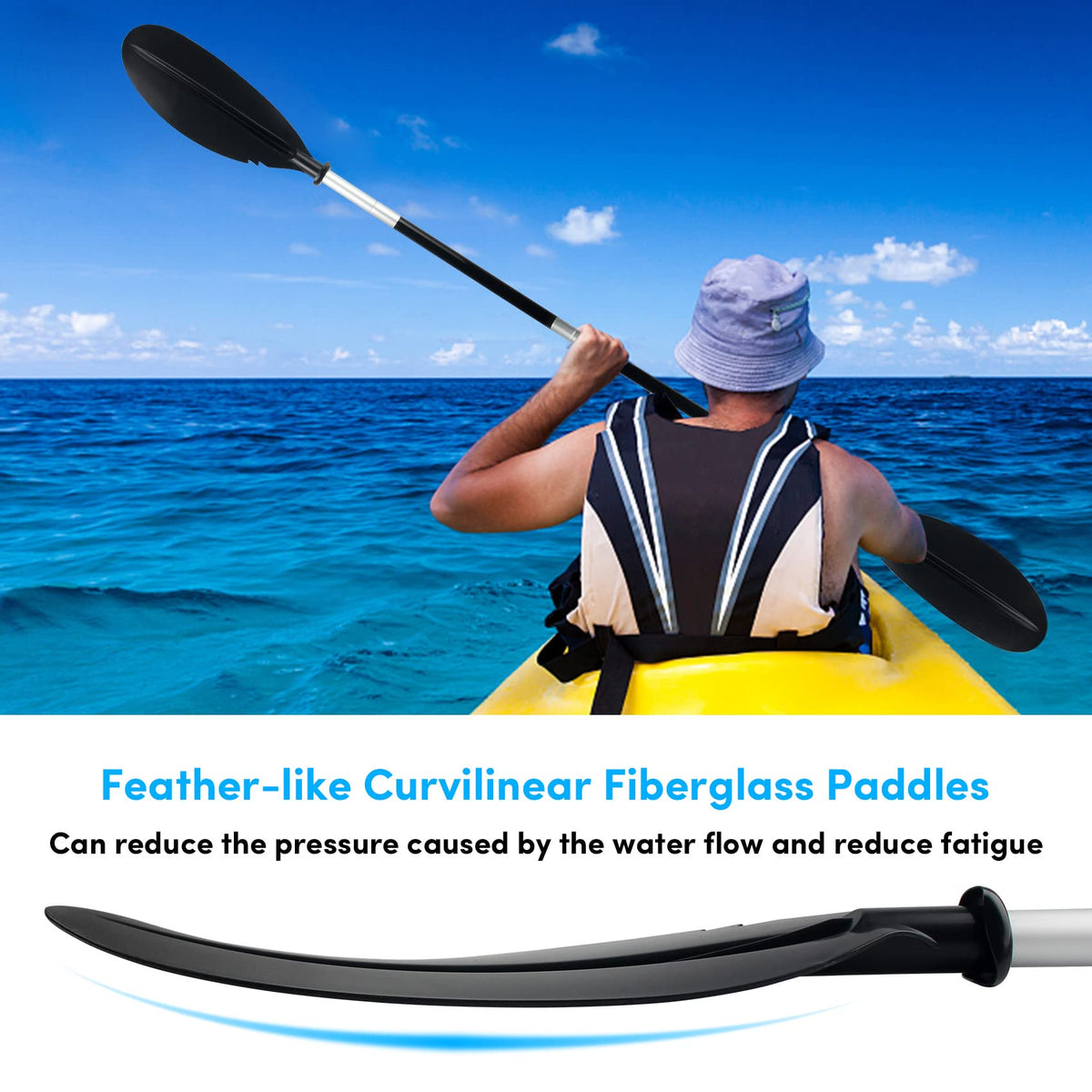 Adjustable 4 Piece Kayak Paddles with Paddle Leash V3554