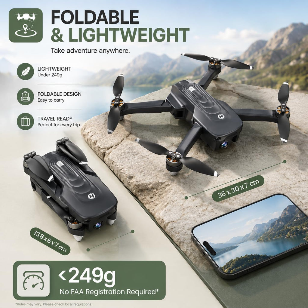 GPS Drone with 4K Camera, Under 249g Foldable RC Quadcopter F1591