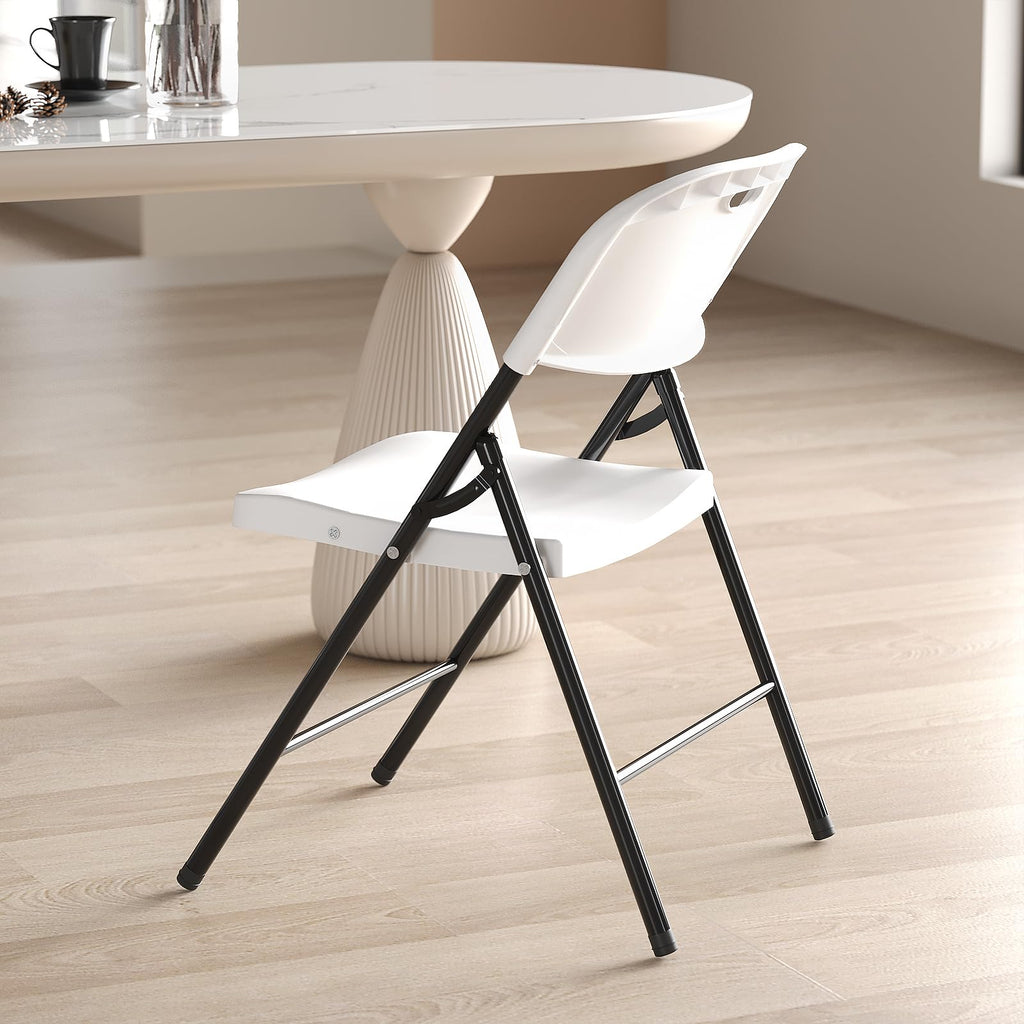 Heavy Duty Plastic Folding Chair with Steel Frame, White, 16 Pack N910368