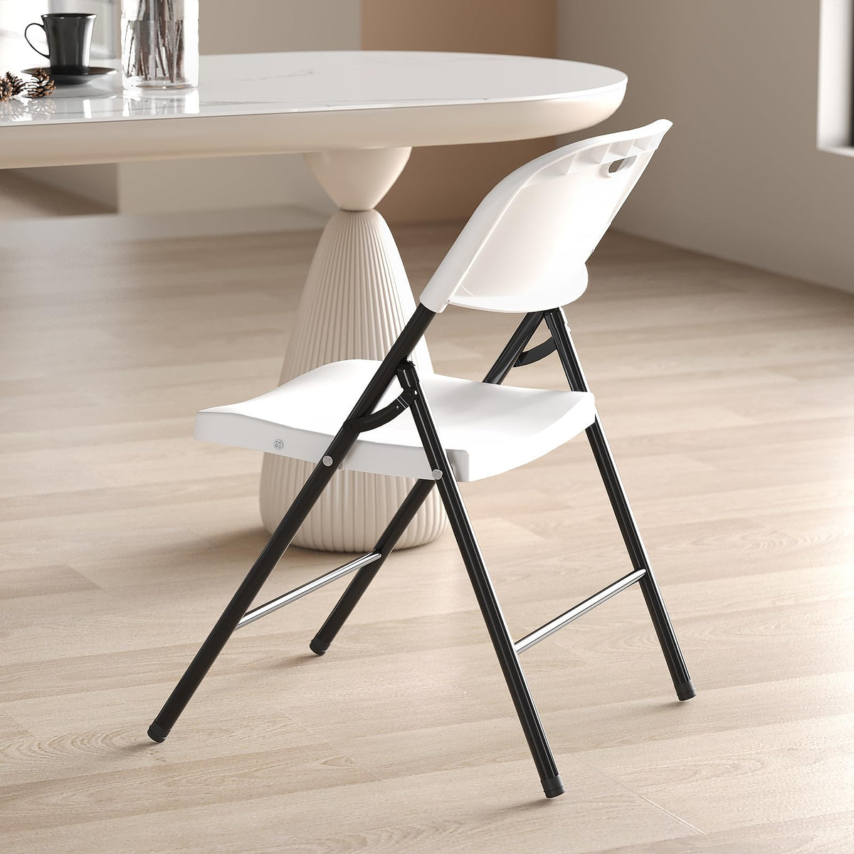 Heavy Duty Plastic Folding Chair with Steel Frame, White, 16 Pack N910368