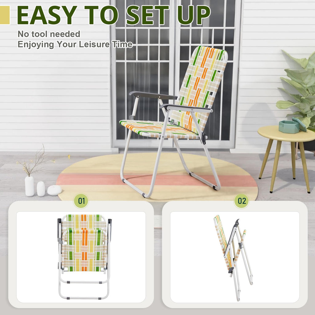 2 Pcs Lightweight Folding Beach Chairs with Armrests X5668