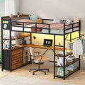 Twin Size Loft Bed with Storage and Desk O449492