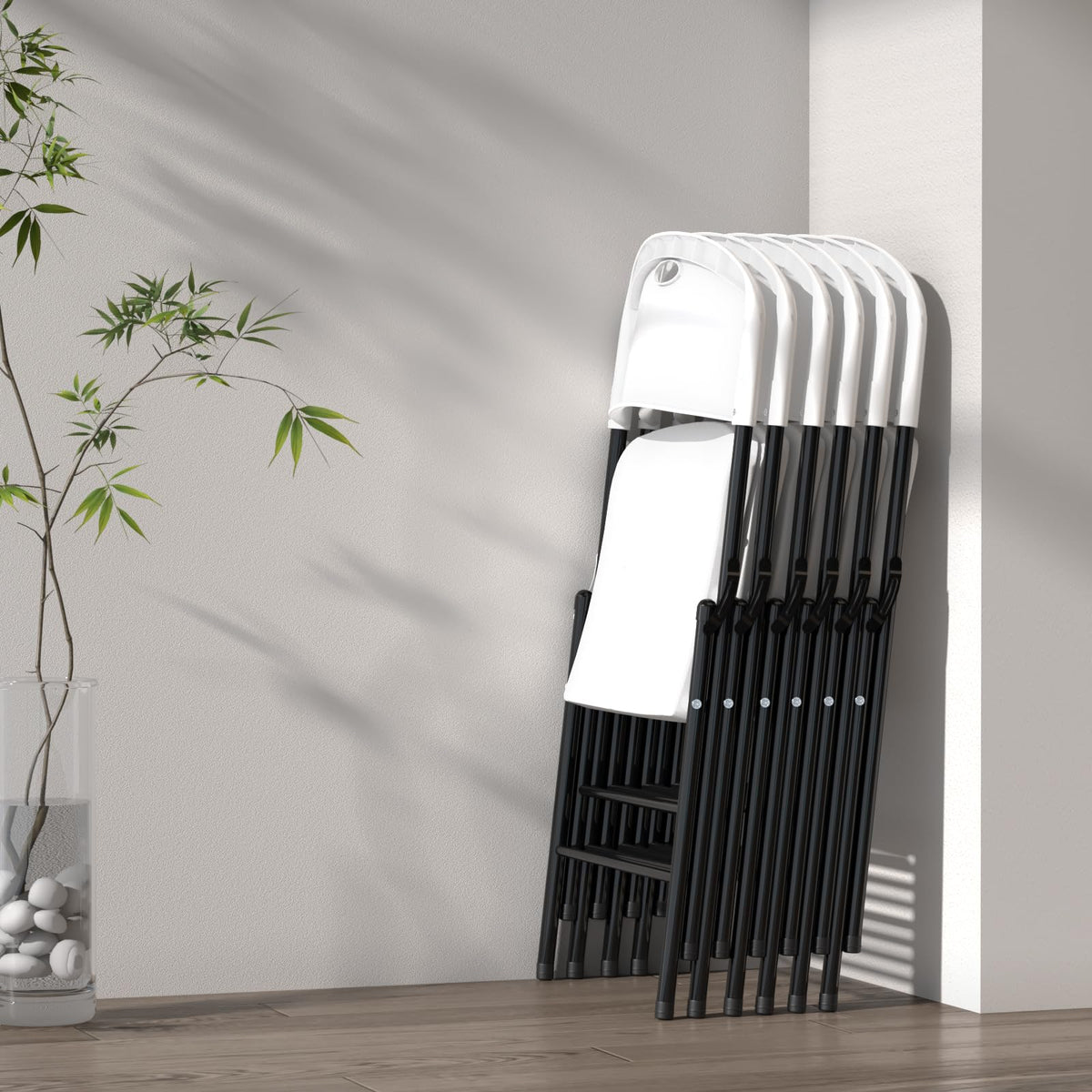 Heavy Duty Plastic Folding Chair with Steel Frame, White, 16 Pack N910368