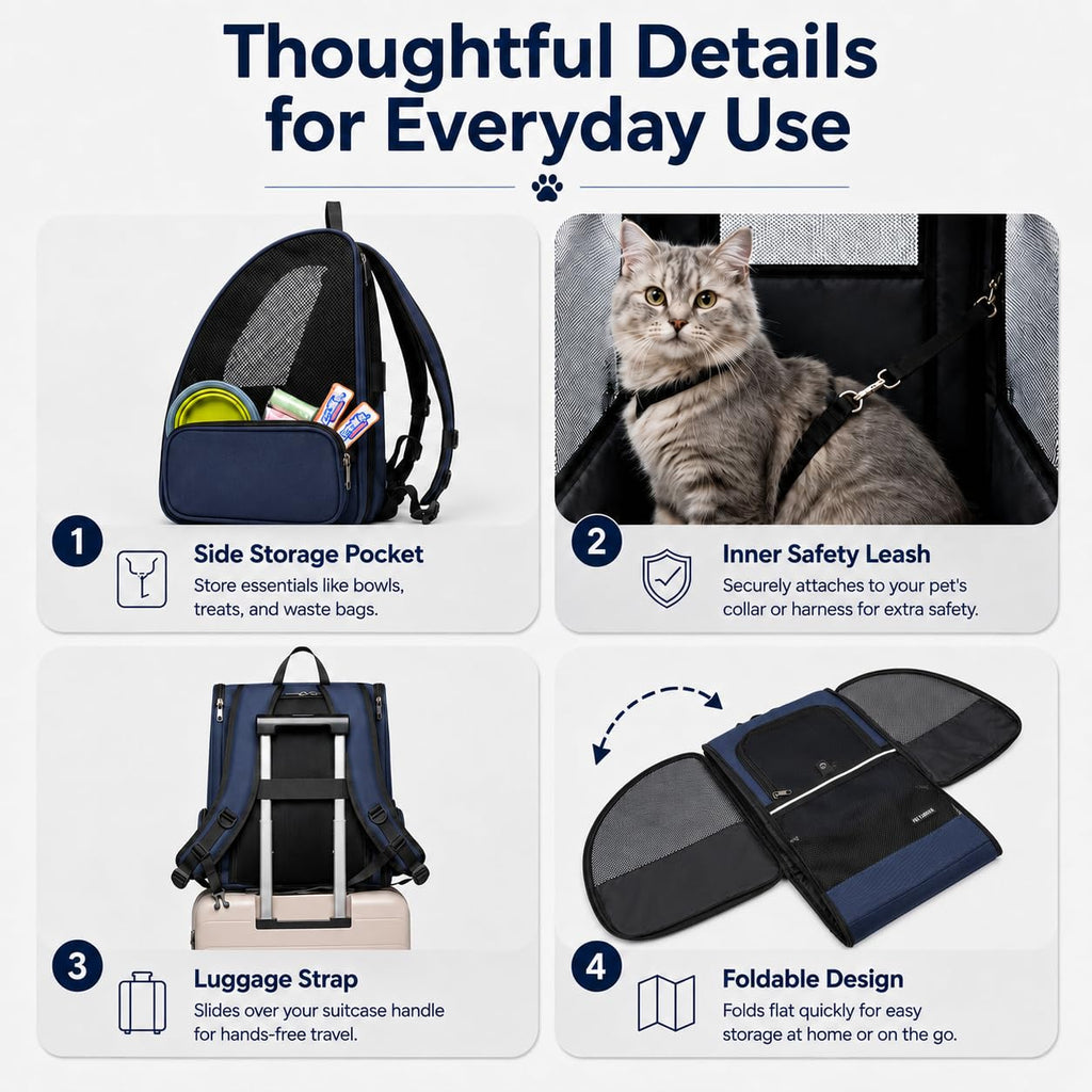 Blue Expandable Cat Carrier Backpack Q74188