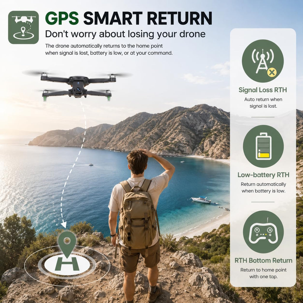 GPS Drone with 4K Camera, Under 249g Foldable RC Quadcopter F1591