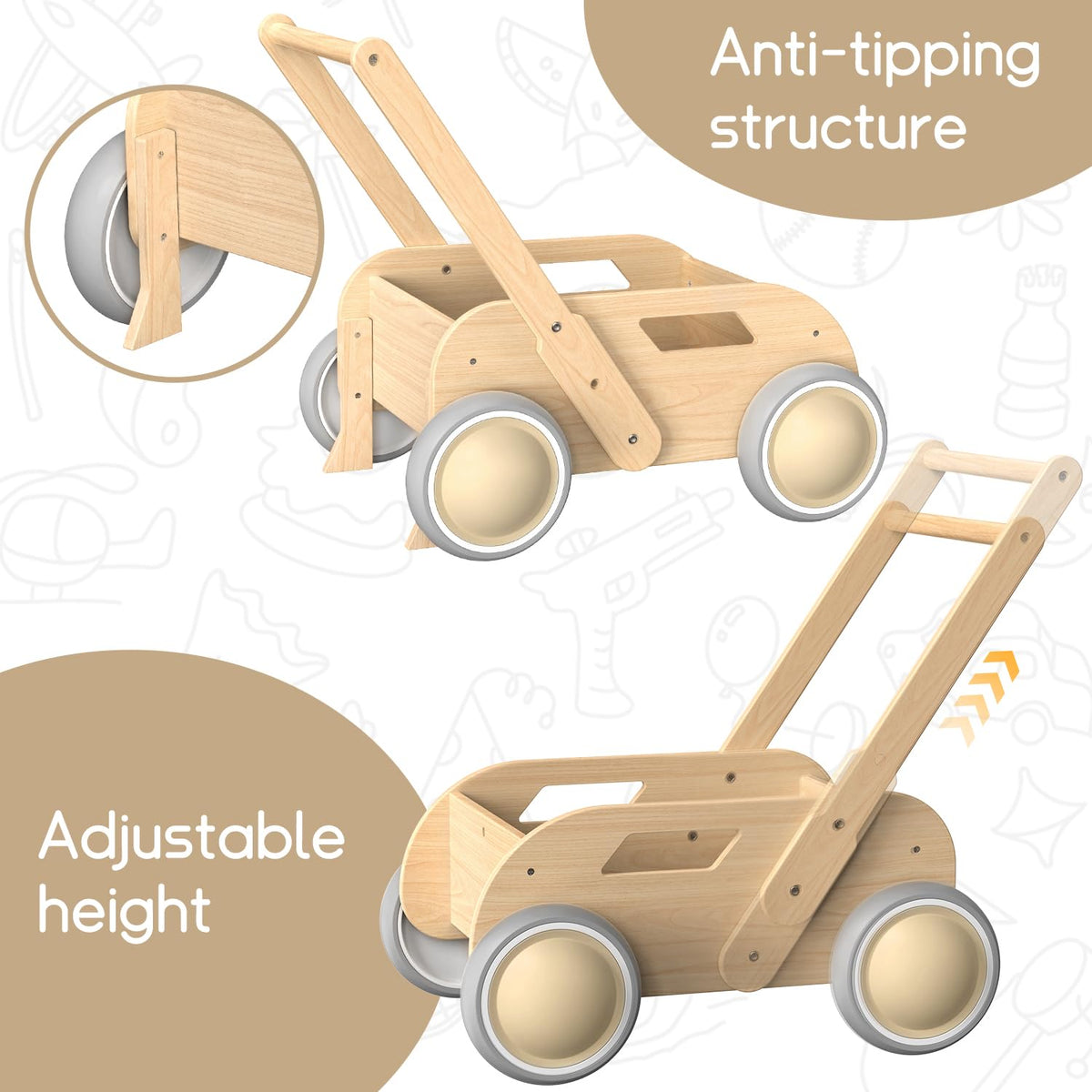 Wooden Baby Push Walker D4388