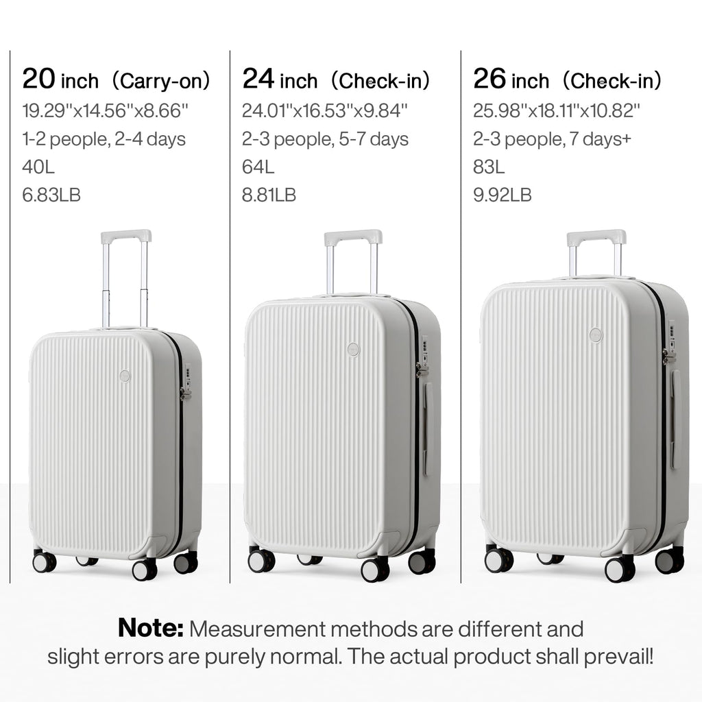 20 Inch Carry On Luggage PC Hardside Suitcases with Wheels & TSA U17968
