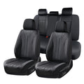 Black Leather Full Set Waterproof Car Seat Covers P142295