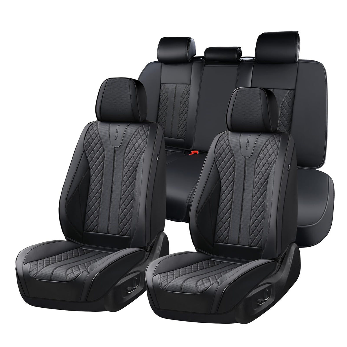 Black Leather Full Set Waterproof Car Seat Covers P142295