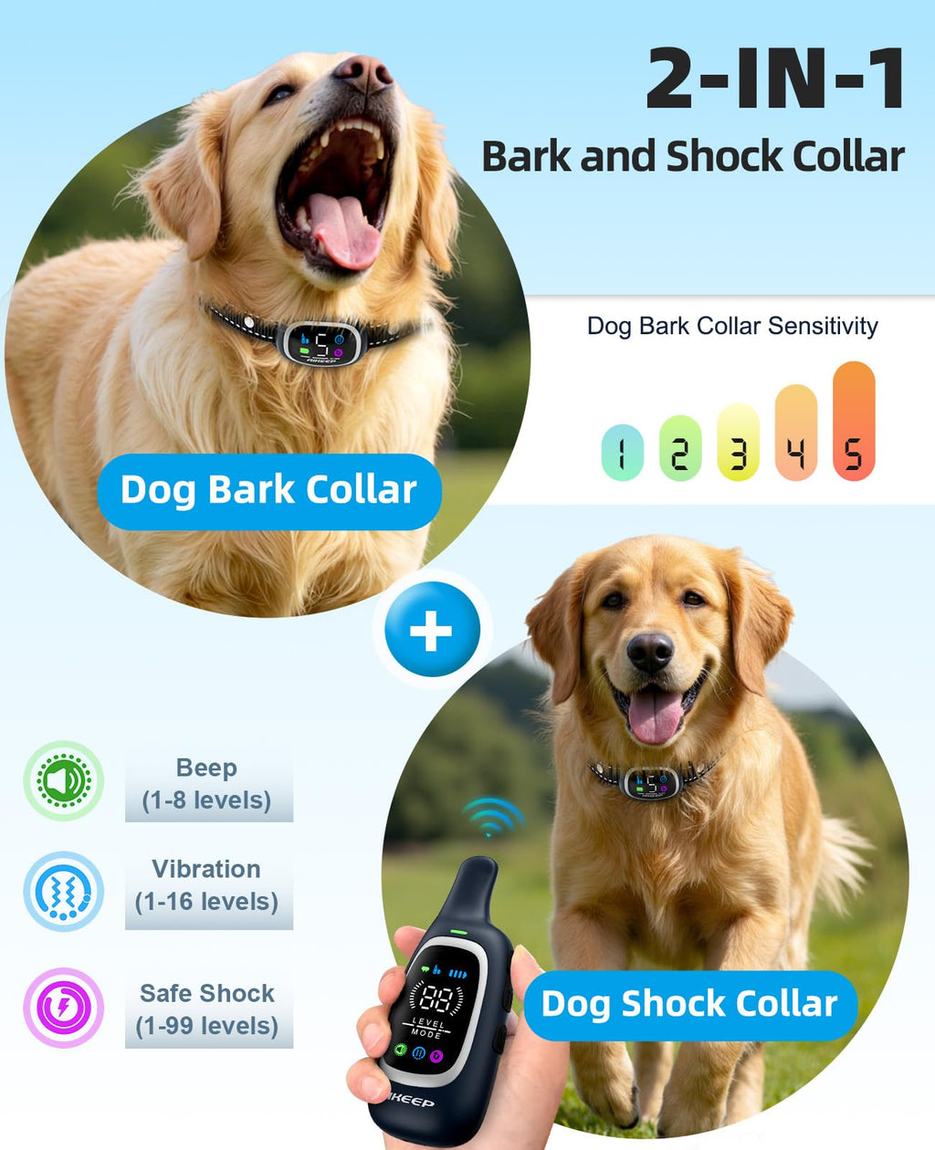 2-in-1 Dog Training Collar with Remote H6476