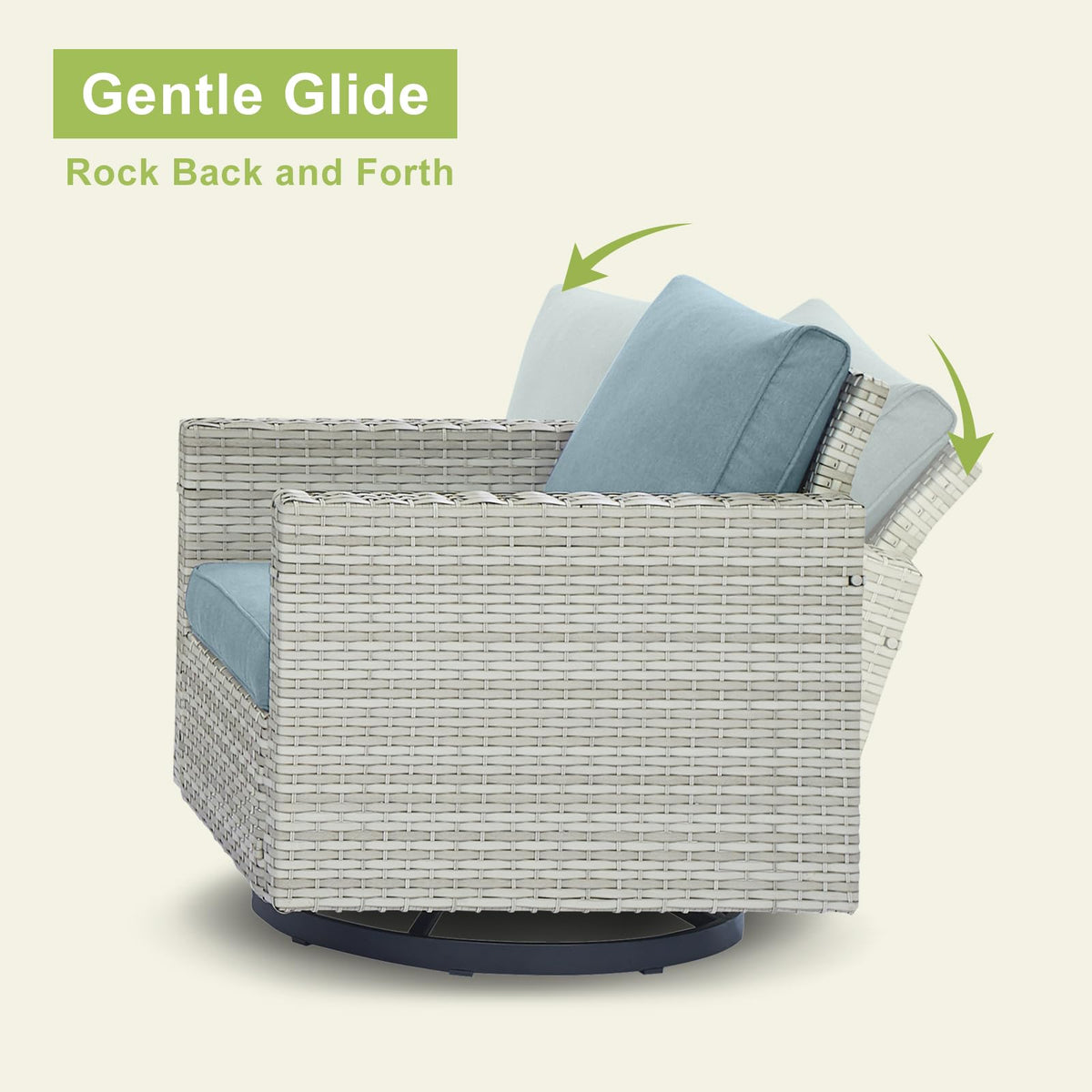 6 Piece Wicker Patio Conversation Set with Swivel Rocker Chairs and Ottoman G25736