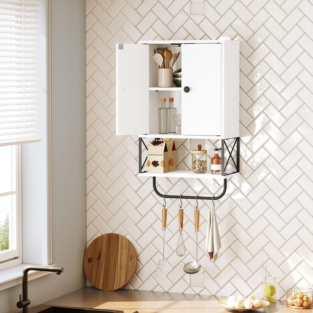White 2 Door Wall Mounted Bathroom Cabinet with Adjustable Shelf C879