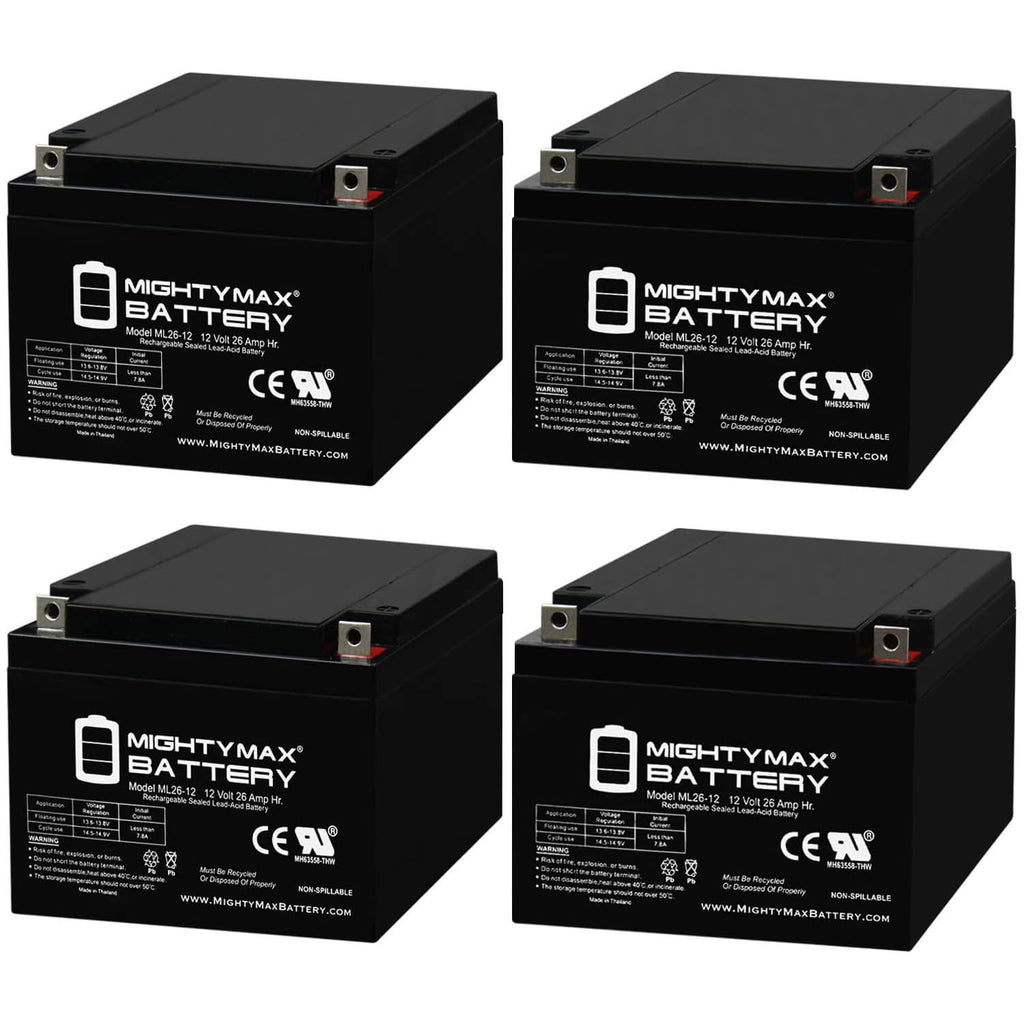 12V 26AH Sealed Lead Acid Battery 4 Pack W94085