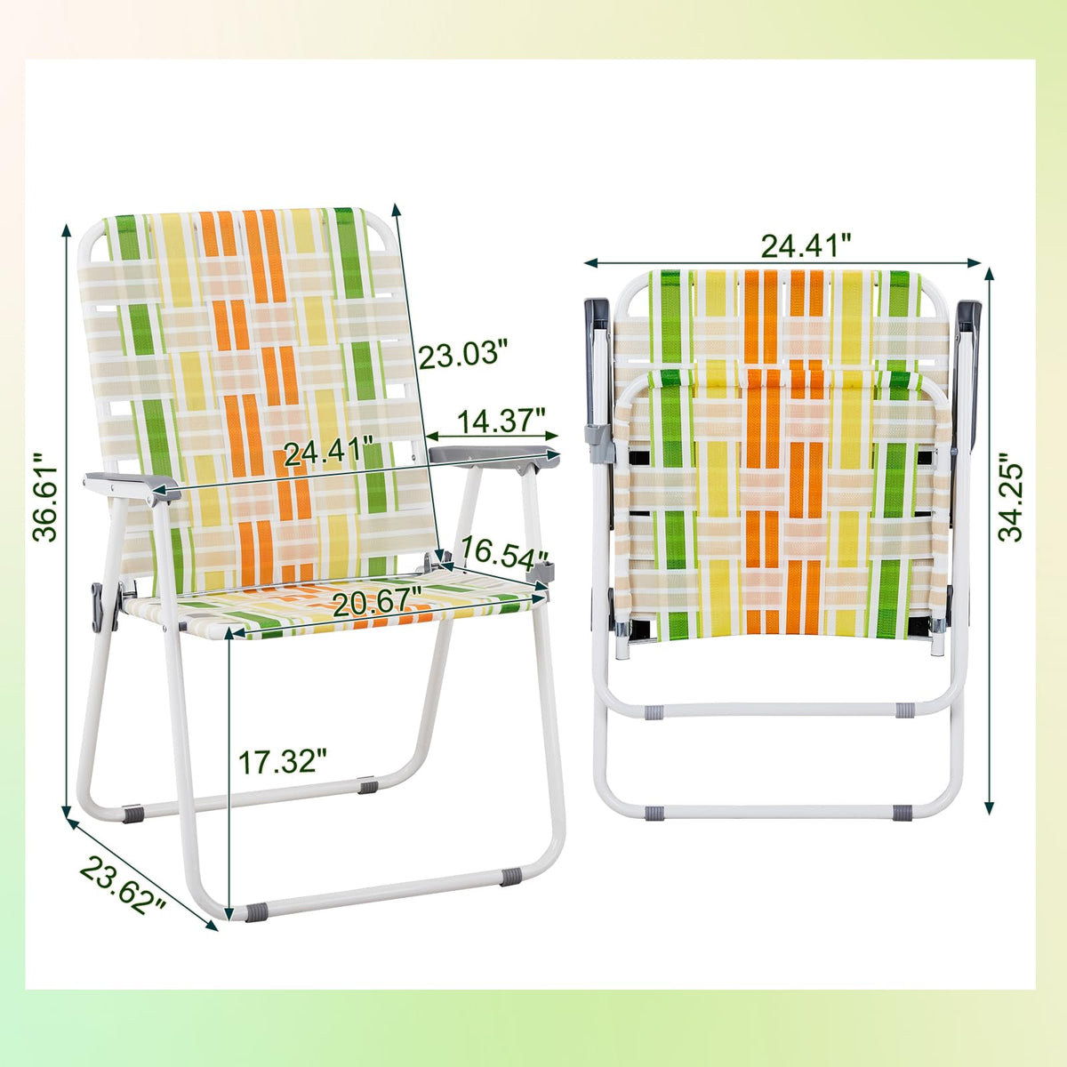 2 Pcs Lightweight Folding Beach Chairs with Armrests X5668