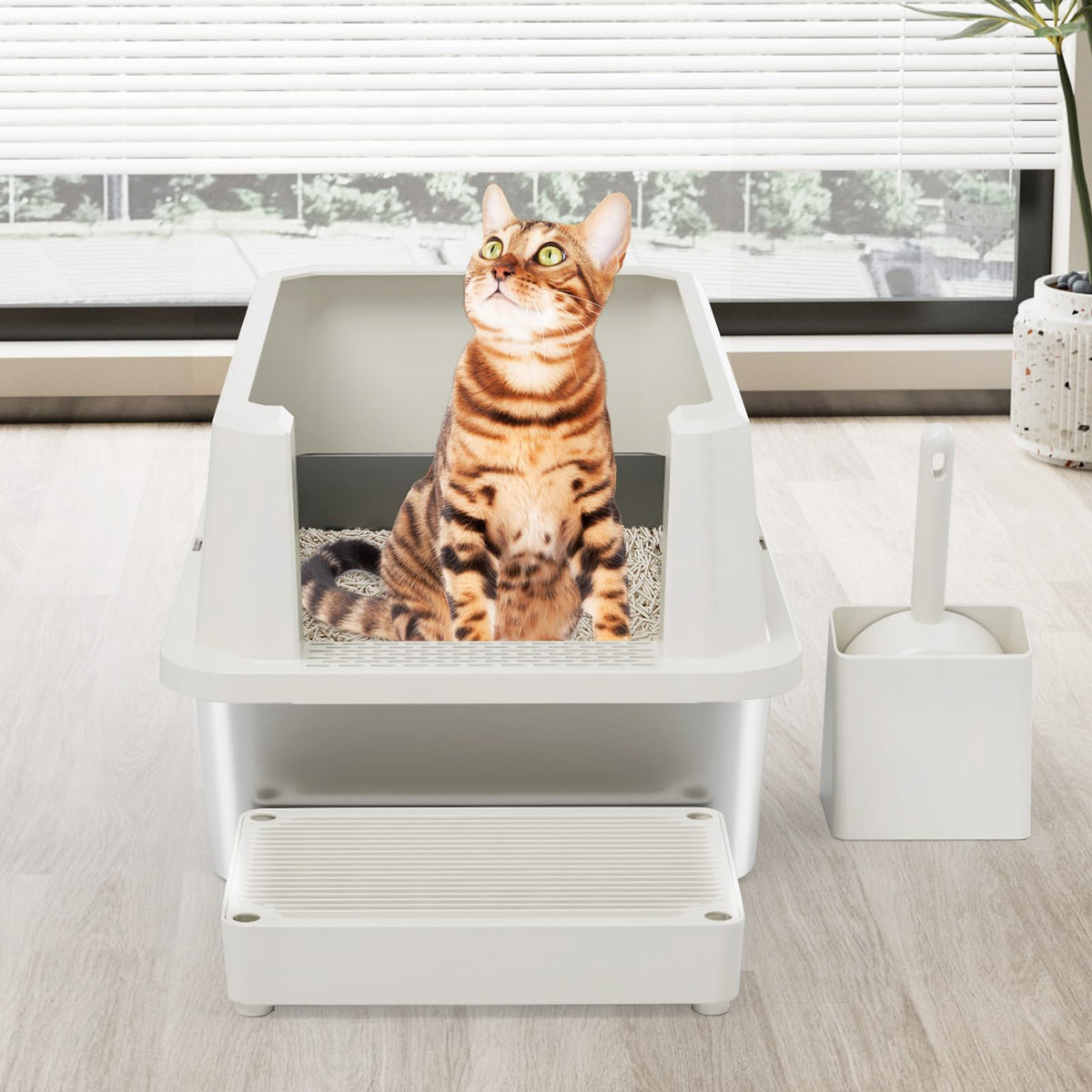 Stainless Semi-Closed Litter Box G9432