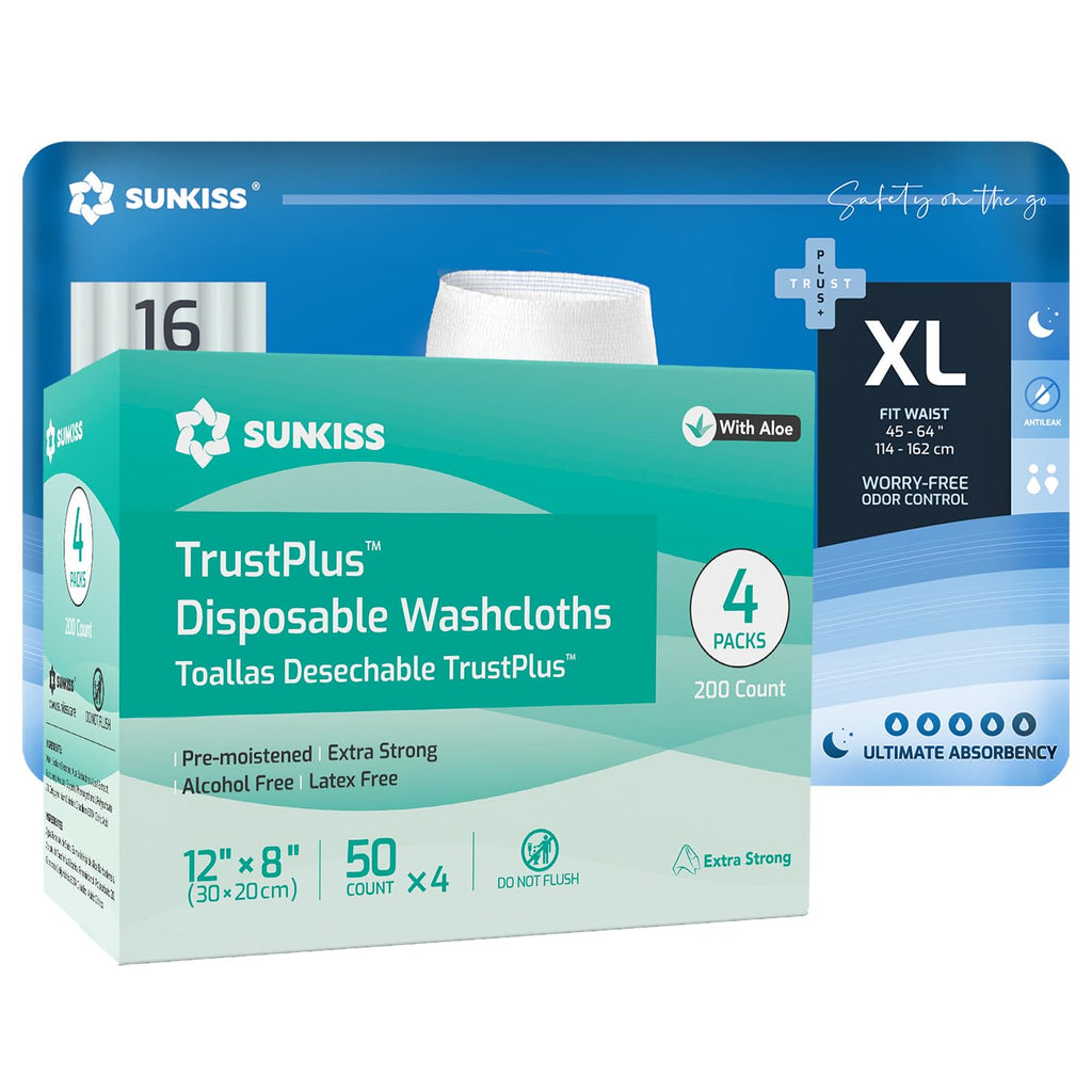 Incontinence Disposable Underwear XLarge 16 Count & Wet Wipes 200 Count S191356