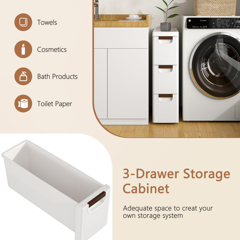 3 Drawer White Rolling Storage Cabinet K758751