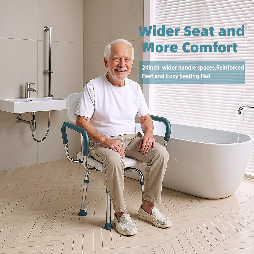 Heavy Duty Swivel Shower Chair with Arms and Back B117
