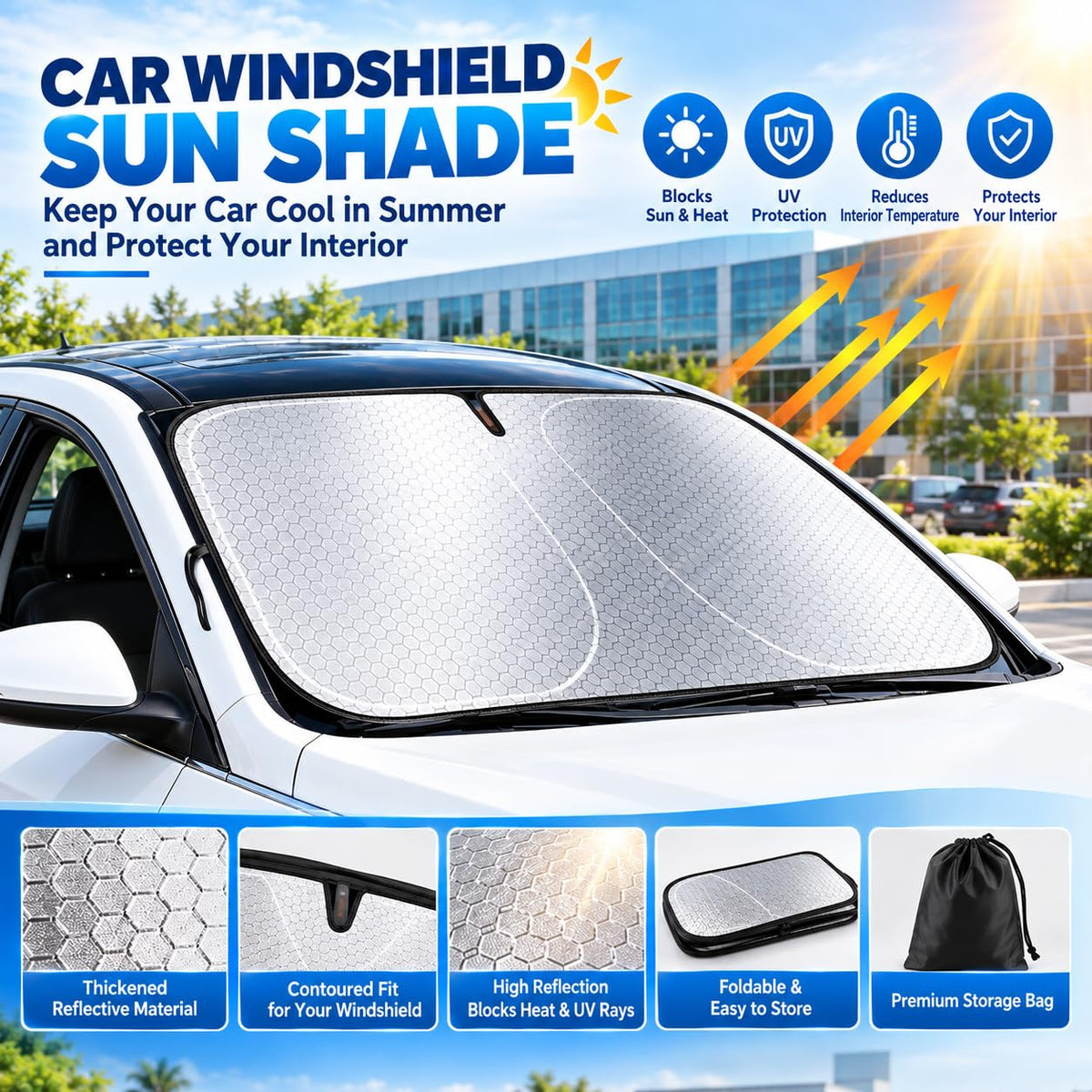 Car Windshield Sun Shade Graphene UV Protection V970