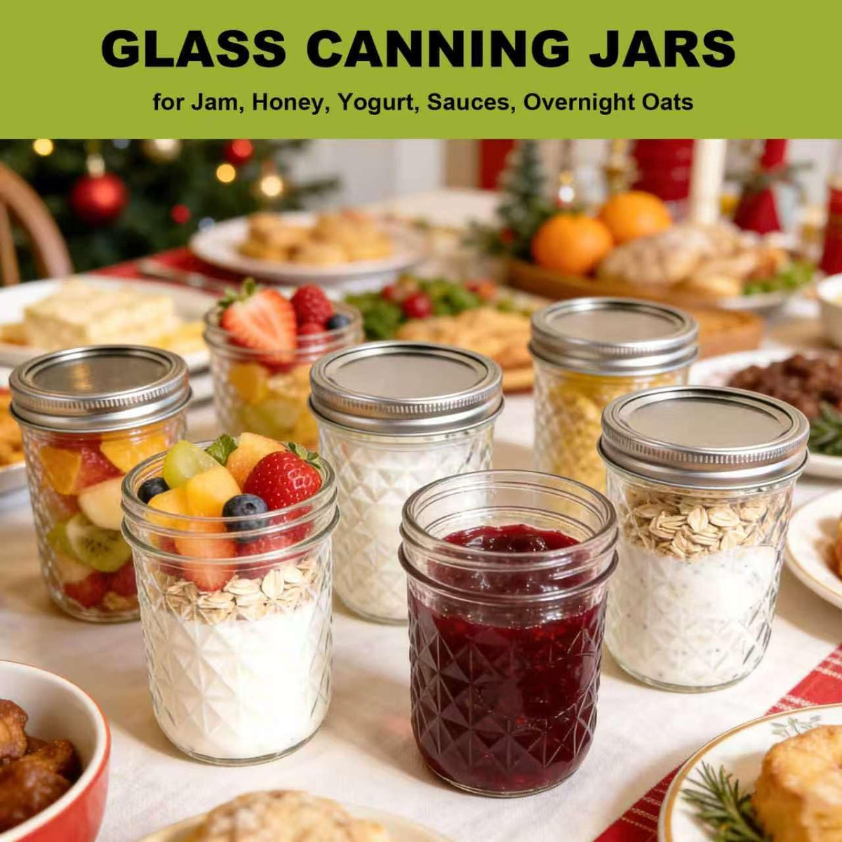 12 Pack Glass Mason Jars with Lids 16 oz & 8 oz H953