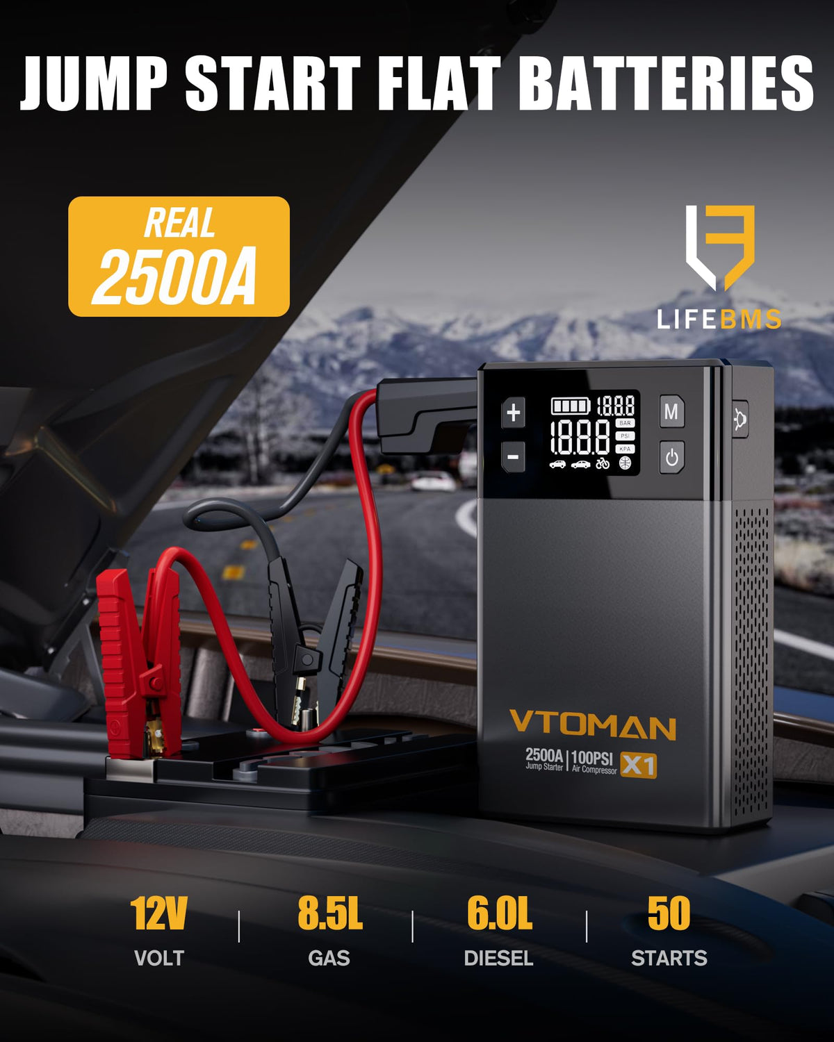 2500A Jump Starter with 150PSI Air Compressor I78487