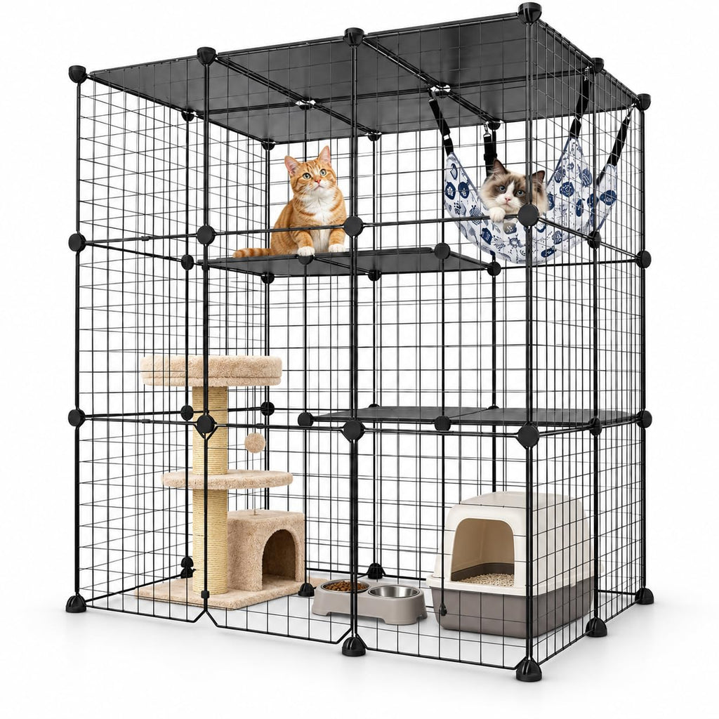 Large 3-Tier Metal Wire Cat Cage H133640
