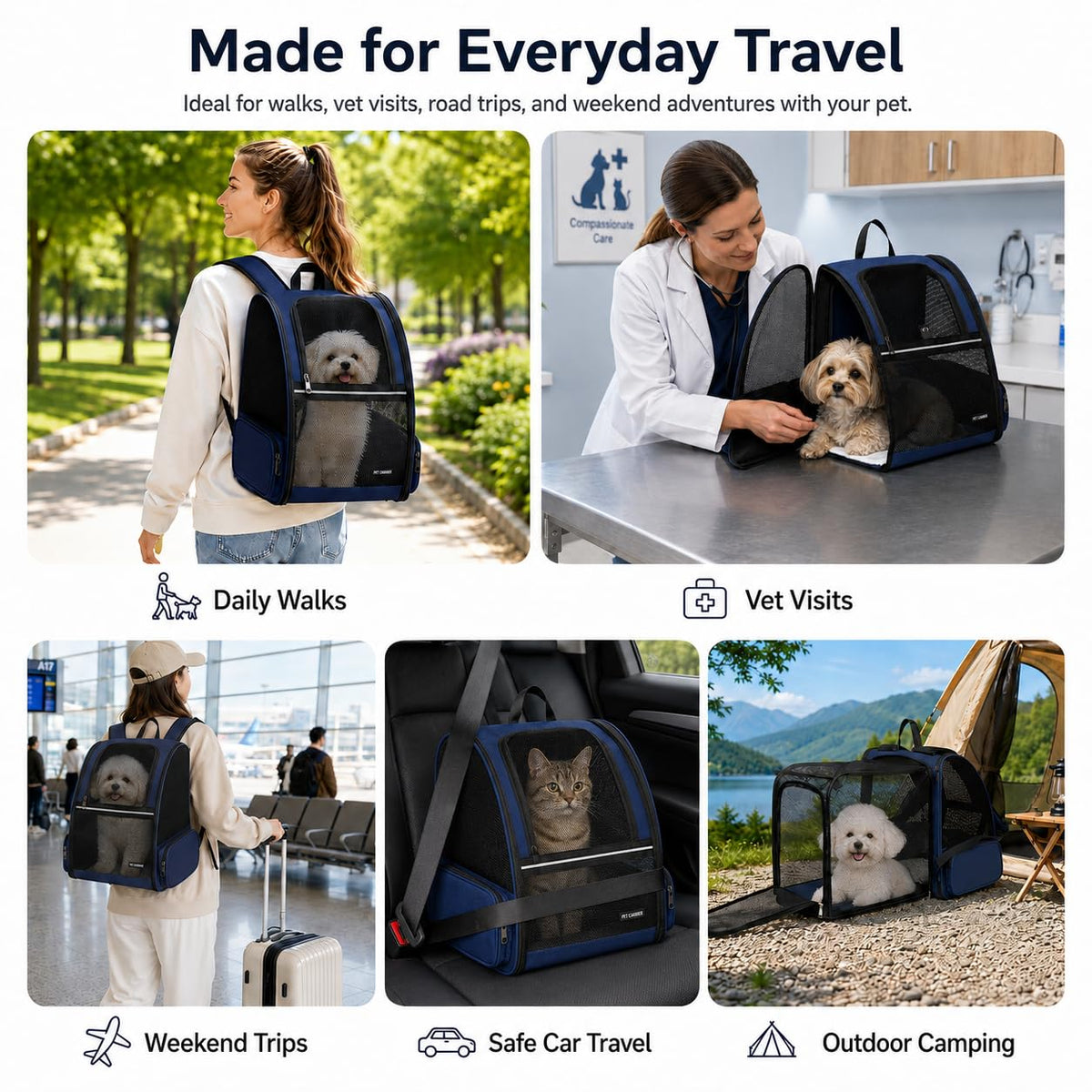 Blue Expandable Cat Carrier Backpack Q74188