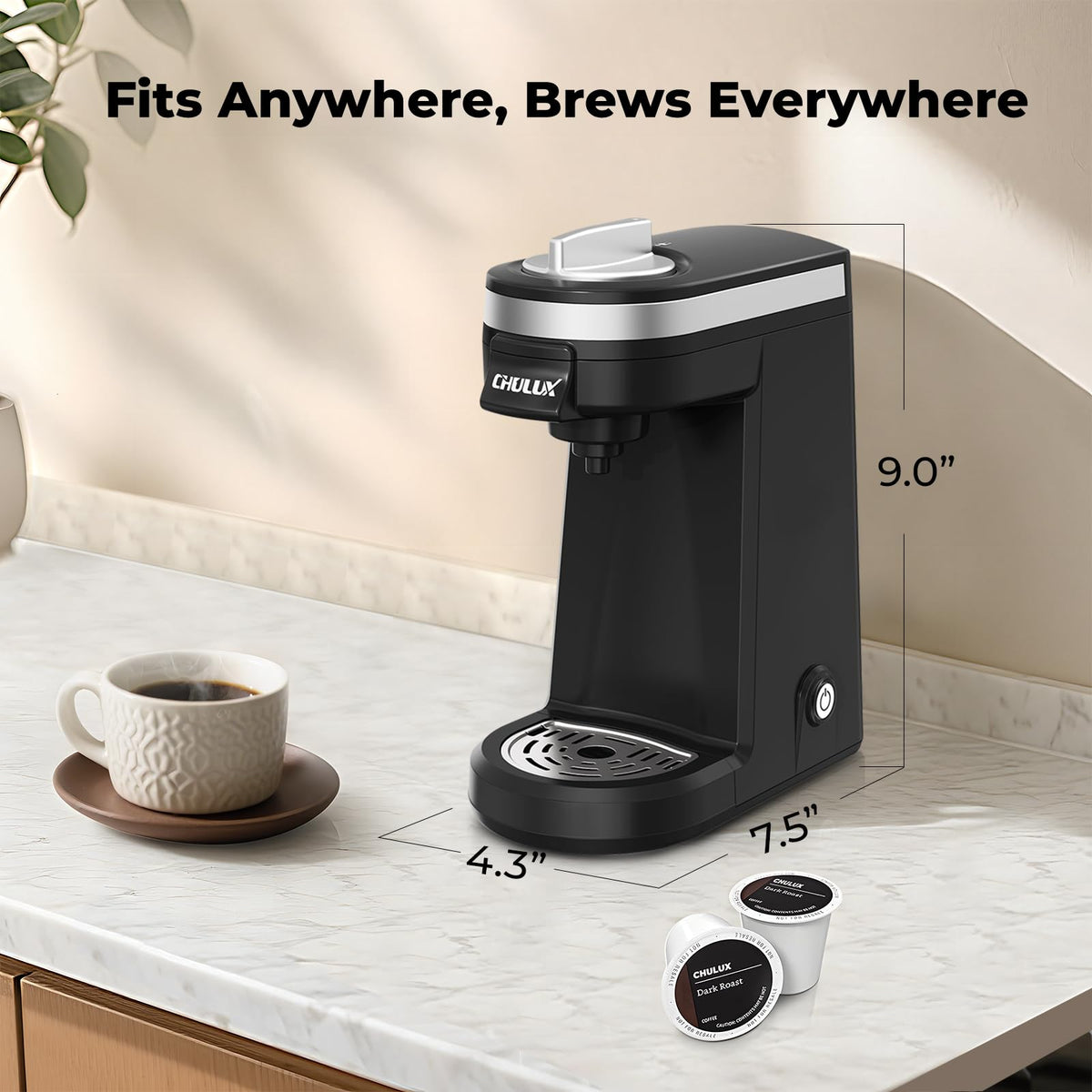 Black Mini Single Serve Coffee Maker H246