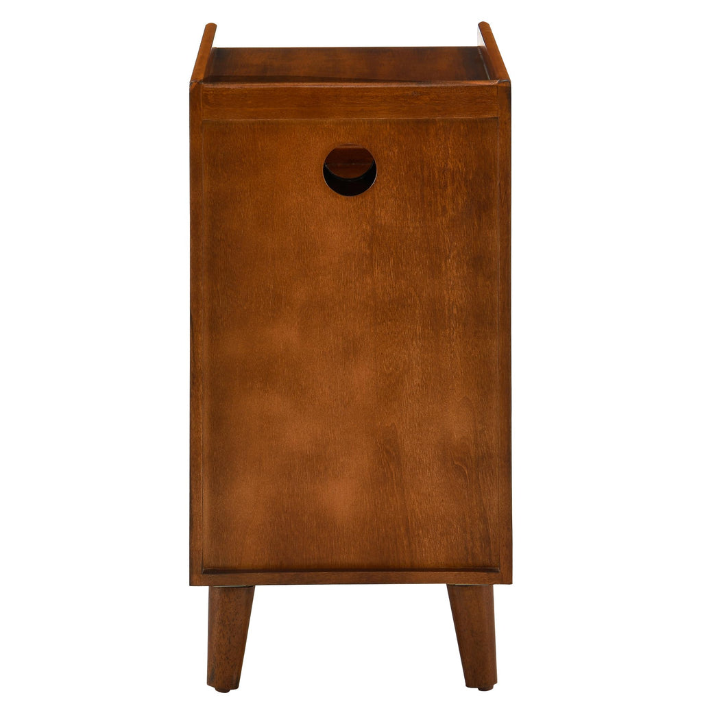 Solid Wood Narrow Nightstand with 2 Drawers F675