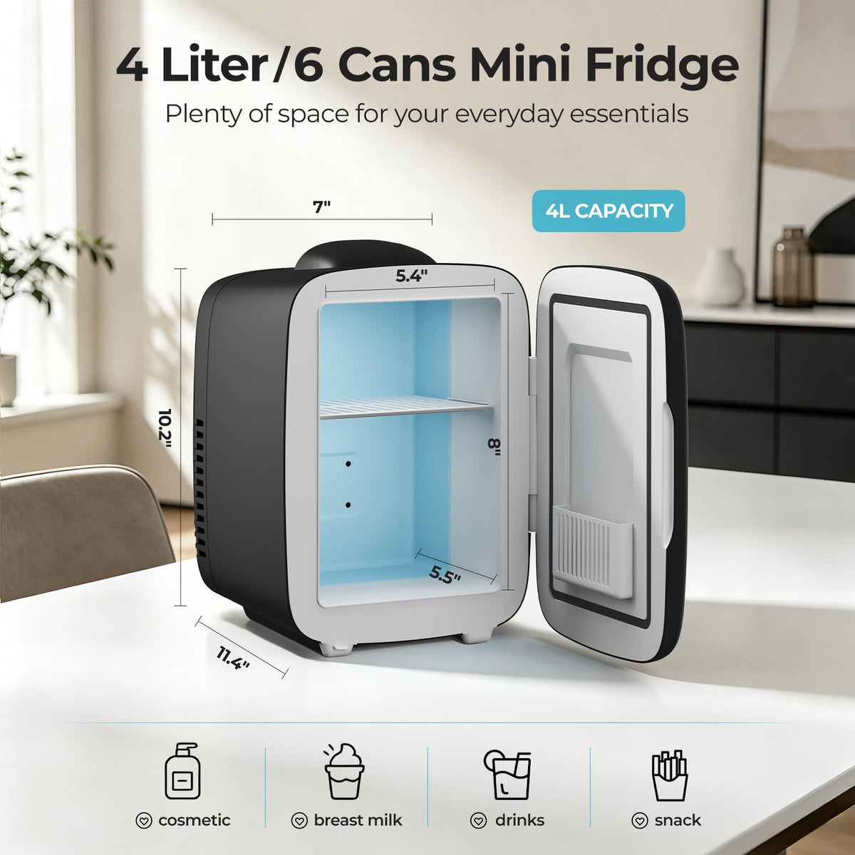 4L 6 Can Portable Mini Fridge C7356