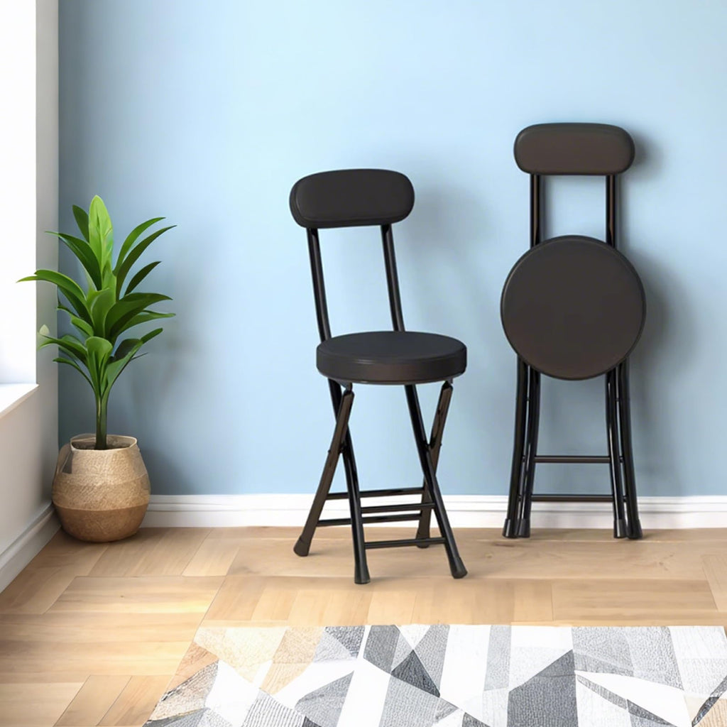 Black Folding Chairs with Cushion 2 Pack H429