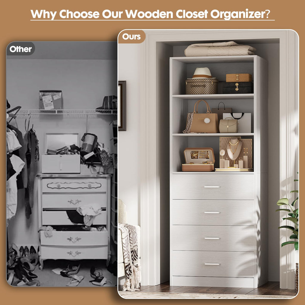 White Wood Closet Organizer System H364393