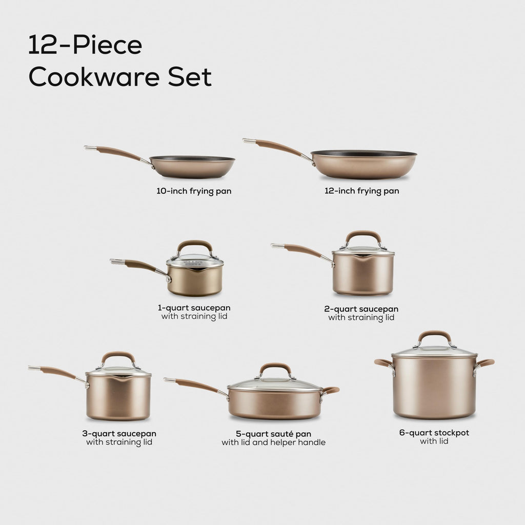 Bronze 12-Piece Induction Pots and Pans Set H3599
