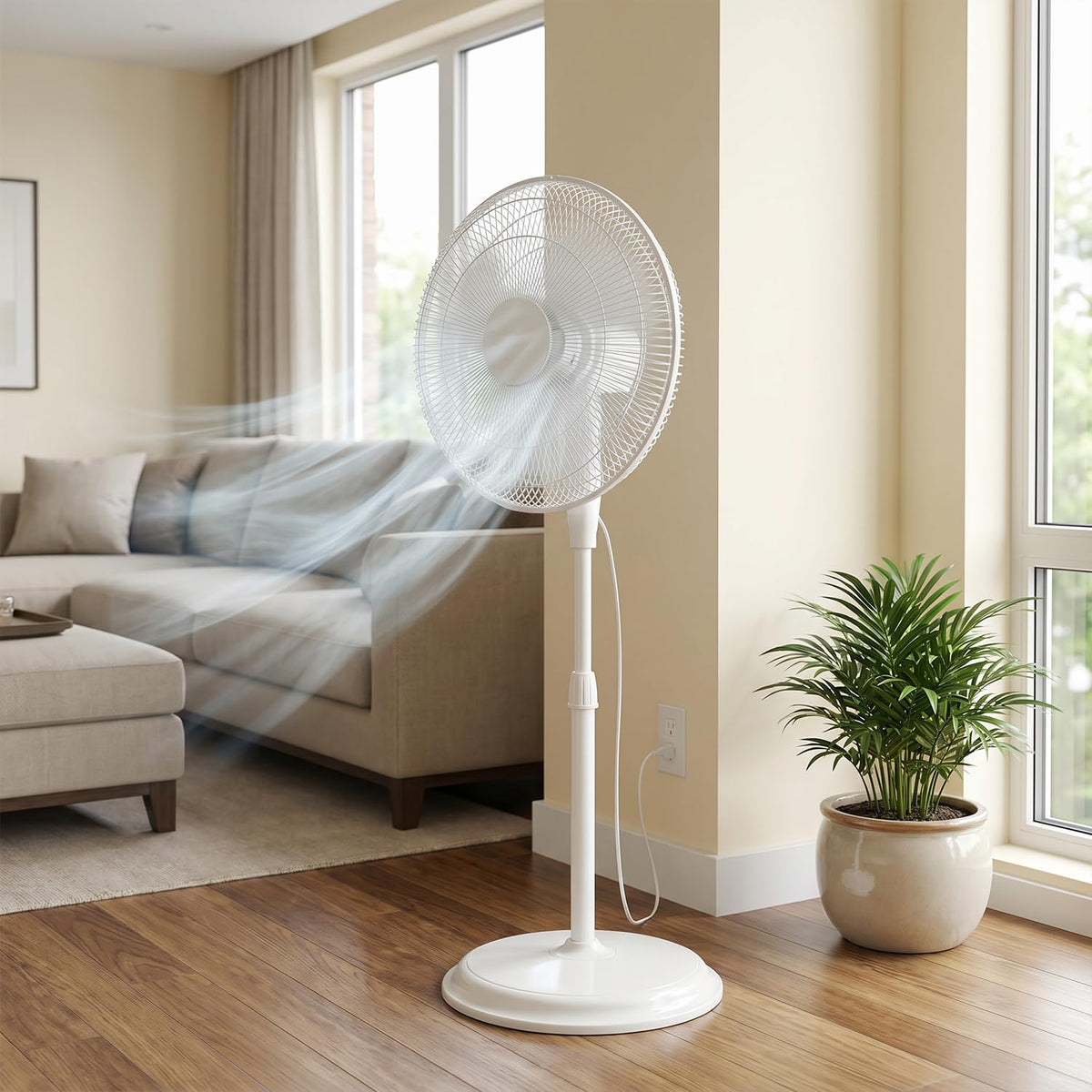 16" Oscillating Standing Pedestal Fan with Adjustable Height Y870873